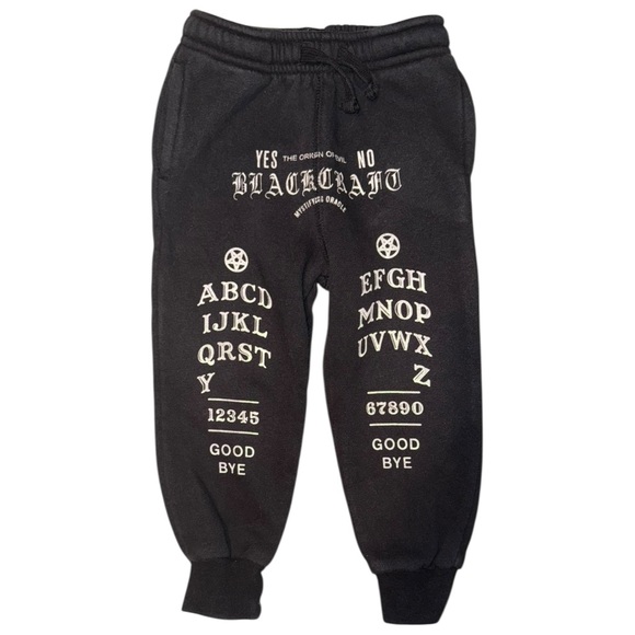 RARE* Blackcraft Cult Kids Ouija Jogger Pants - Black - Picture 1 of 3